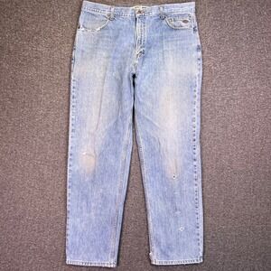 Harley Davidson Jeans Men 40x33 Blue Distressed Biker Grunge Straight Denim Moto